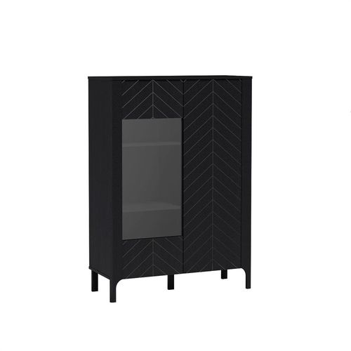 Armoire Vitrine - L.103 X H.145 X P.41 Cm - Amari - Noir