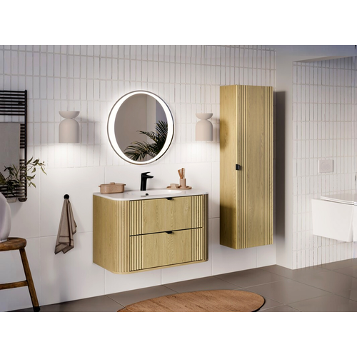 Ensemble De Meubles Sous Vasque - 120 Cm - Avec Vasque - Olive - Chêne