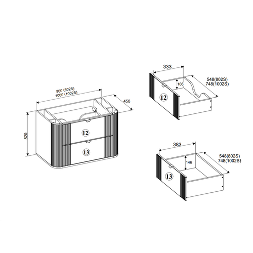 Ensemble De Meubles Sous Vasque - 100 Cm - Avec Vasque - Olive - Chêne