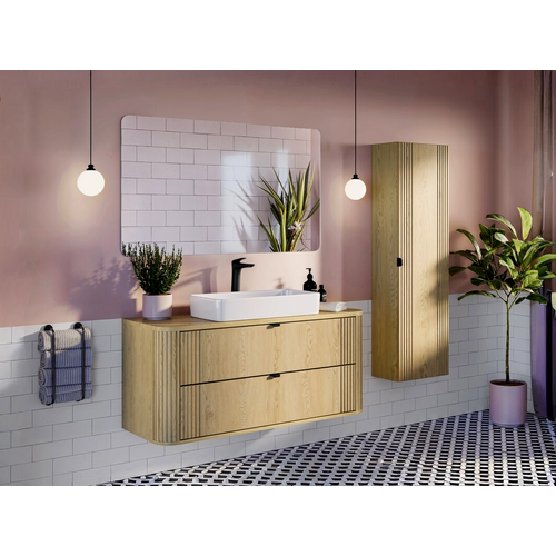 Ensemble De Meubles Sous Vasque - 120 Cm - Avec Plan - Olive - Chêne