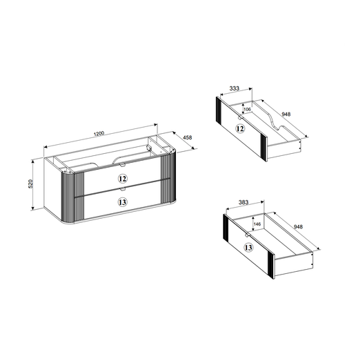 Ensemble De Meubles Sous Vasque - 120 Cm - Avec Plan - Olive - Chêne