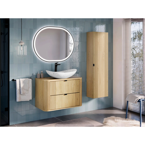 Ensemble De Meubles Sous Vasque - 80 Cm - Avec Plan - Olive - Chêne