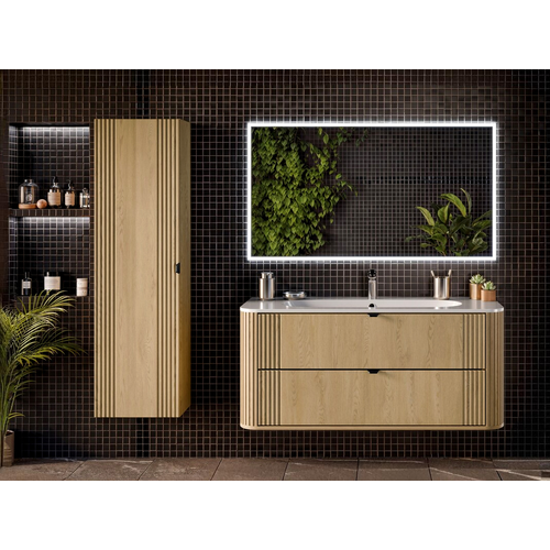 Meuble Sous Vasque - H.52 X L.120 X P.45 - Olive - Chêne