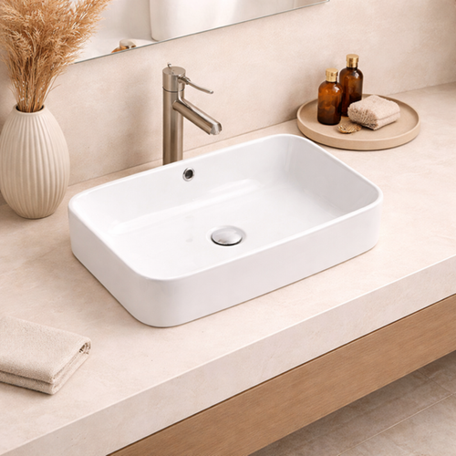 Vasque à Poser Rectangulaire – 60 X 40 Cm – Blanc – Lifa