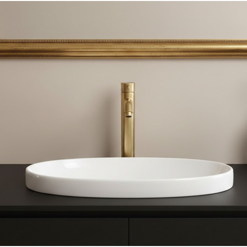 Vasque à Poser Ovale – 60 X 40 Cm – Blanc Brillant – Vela Confort