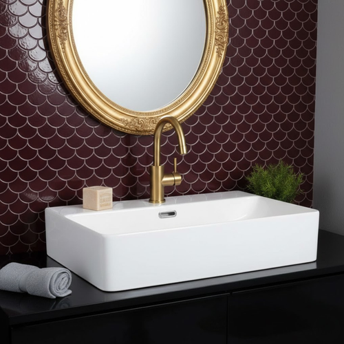 Vasque à Poser Rectangulaire – 52 X 42 Cm – Blanc Brillant – Sera