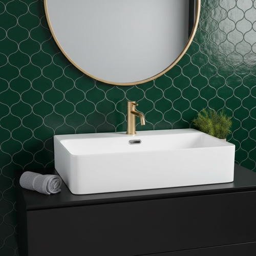 Vasque à Poser Rectangulaire – 52 X 42 Cm – Blanc Brillant – Sera