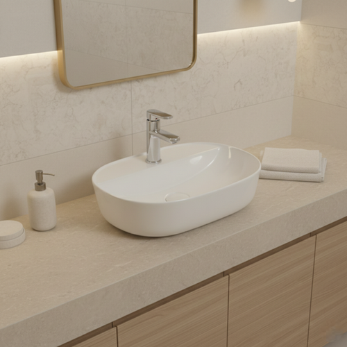 Vasque à Poser Ovale – 50 X 38 Cm – Blanc Brillant – Noxa