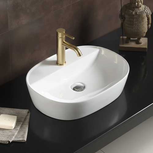 Vasque à Poser Ovale – 50 X 38 Cm – Blanc Brillant – Noxa