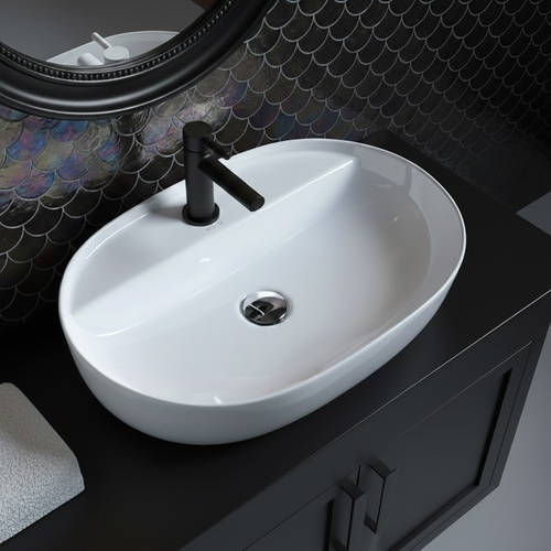 Vasque à Poser Ovale – 50 X 38 Cm – Blanc Brillant – Noxa