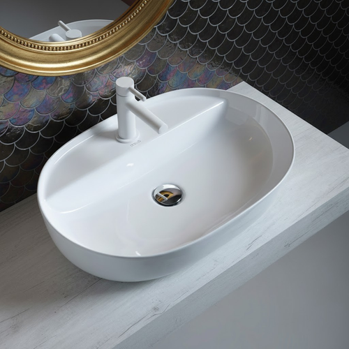 Vasque à Poser Ovale – 50 X 38 Cm – Blanc Brillant – Noxa