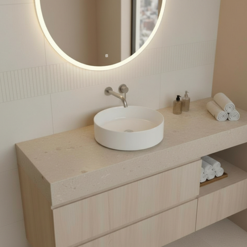 Vasque à Poser Ronde – 36 Cm – Blanc Brillant – Lyra