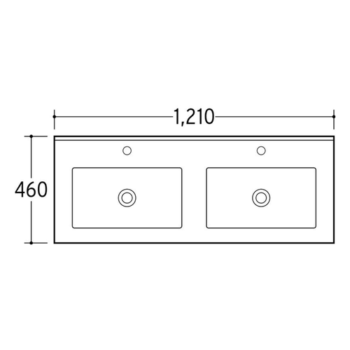 Double Vasque à Encastrer Rectangulaire - 120 X 46 Cm - Blanc Brillant - Livo