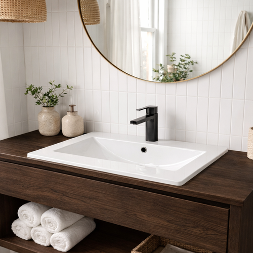 Vasque à Encastrer Rectangulaire - 60 X 39 Cm - Blanc Brillant - Aurea