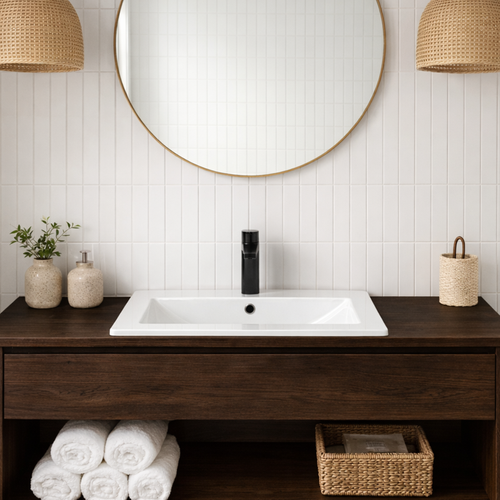 Vasque à Encastrer Rectangulaire - 60 X 39 Cm - Blanc Brillant - Aurea