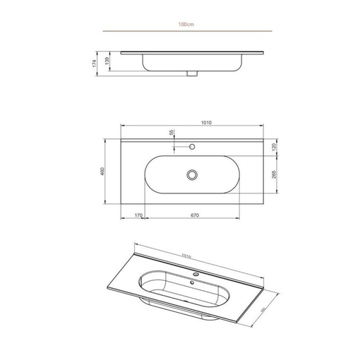 Vasque à Encastrer Ovale - 100 X 46 Cm - Blanc Brillant - Clea
