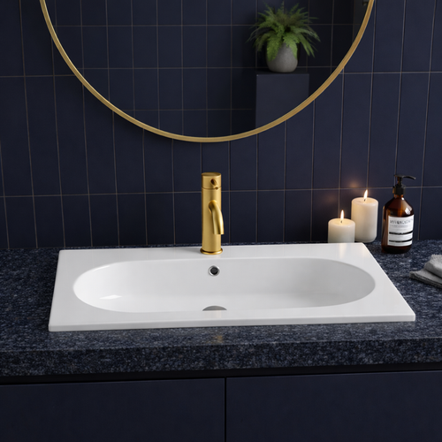 Vasque à Encastrer Ovale - 60 X 46 Cm - Blanc Brillant - Clea