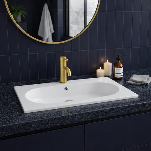 Vasque à Encastrer Ovale - 60 X 46 Cm - Blanc Brillant - Clea