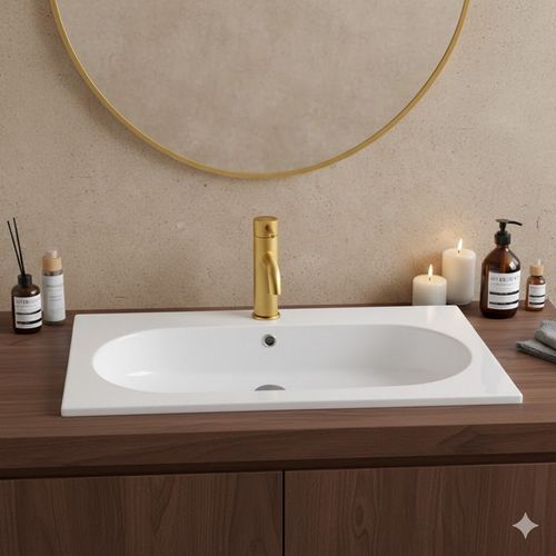 Vasque à Encastrer Ovale - 60 X 46 Cm - Blanc Brillant - Clea