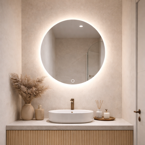 Miroir LED Rond - 60 X 60 Cm - Éclairage LED Rétroéclairé - Aurelia