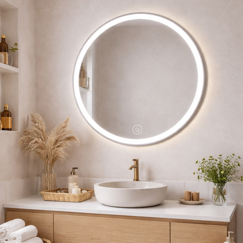 Miroir LED Rond - 60 X 60 Cm - Éclairage LED En Façade - Lumia