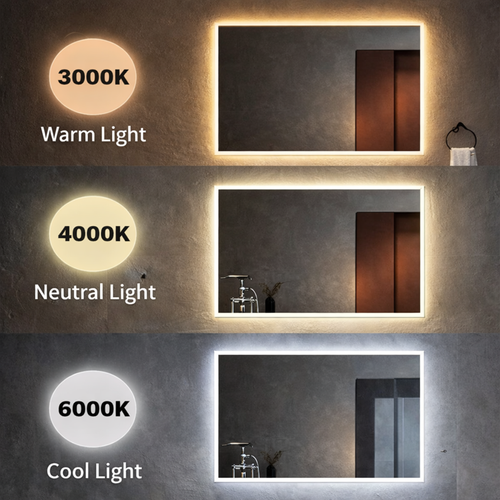 Miroir LED Rectangulaire - 80 X 60 Cm - Double Éclairage LED Façade Et Arrière - Noir - Valoria