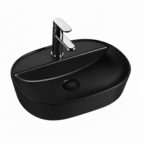 Vasque à Poser Ovale – 50 X 38 Cm – Noir – Noxa