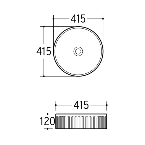 Vasque à Poser Ronde – 41,5 Cm – Noir Rainuré – Rivana