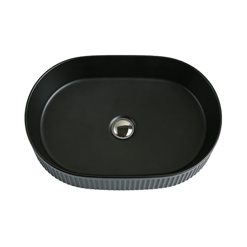 Vasque à Poser Ovale – 50 X 32 Cm – Noir Rainuré – Riva
