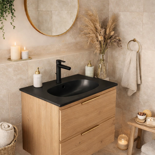 Vasque à Encastrer Ovale - 60 X 46 Cm - Noir Mat - Clea