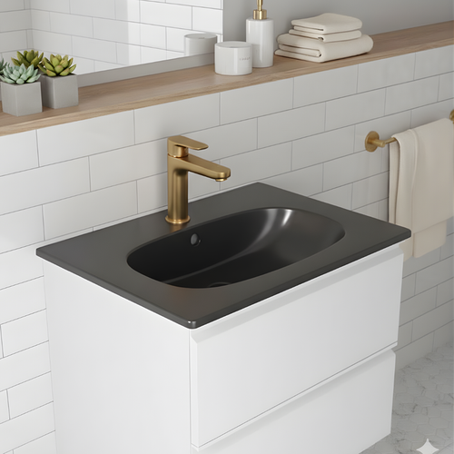 Vasque à Encastrer Ovale - 60 X 46 Cm - Noir Mat - Clea