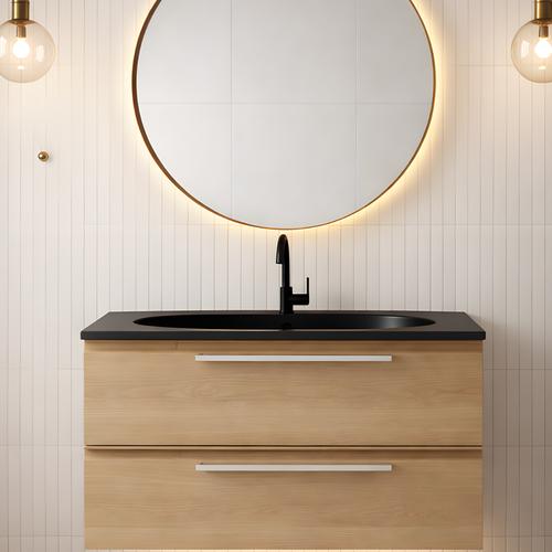 Vasque à Encastrer Ovale - 80 X 46 Cm - Noir Mat - Clea