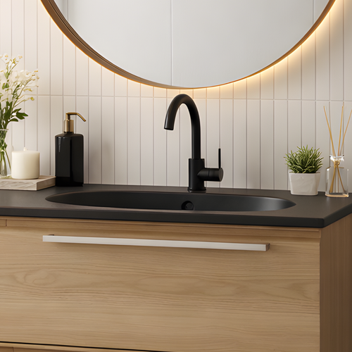 Vasque à Encastrer Ovale - 80 X 46 Cm - Noir Mat - Clea