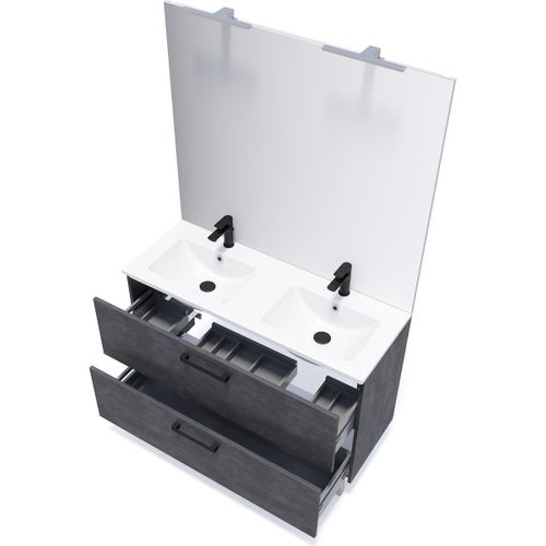 Meuble De Salle De Bain Double Vasque 120cm 2 Tiroirs Ardoise Métallisée - Chelsea