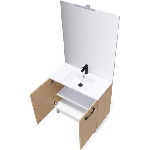 Meuble De Salle De Bain Vasque Intégrée 90cm 2 Portes Chêne - Chelsea