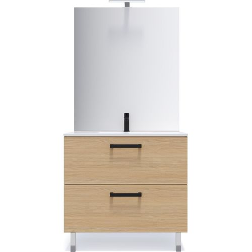 Meuble De Salle De Bain Vasque Intégrée 90cm 2 Tiroirs Chêne - Chelsea