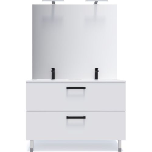 Meuble De Salle De Bain Double Vasque 120cm 2 Tiroirs Blanc - Chelsea