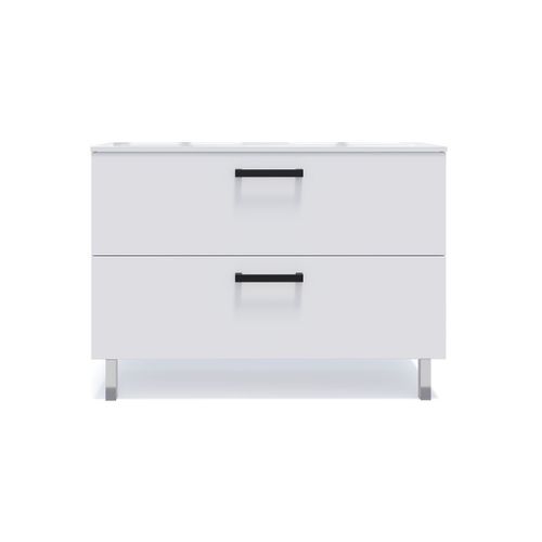 Meuble De Salle De Bain Double Vasque 120cm 2 Tiroirs Blanc - Chelsea