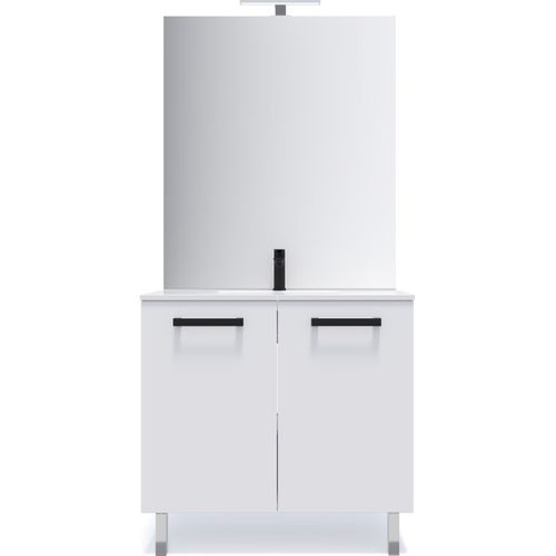 Meuble De Salle De Bain Vasque Intégrée 90cm 2 Portes Blanc - Chelsea