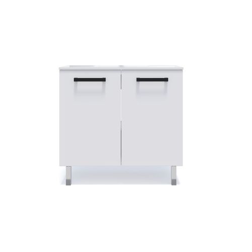 Meuble De Salle De Bain Vasque Intégrée 90cm 2 Portes Blanc - Chelsea