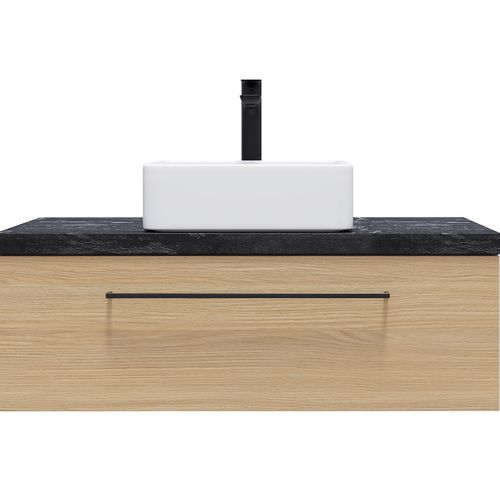 Meuble De Salle De Bain Vasque Posée 90cm 1 Tiroir Chêne - Glasgow