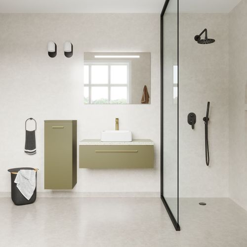 Meuble De Salle De Bain Vasque Posée 90cm 1 Tiroir Vert - Glasgow