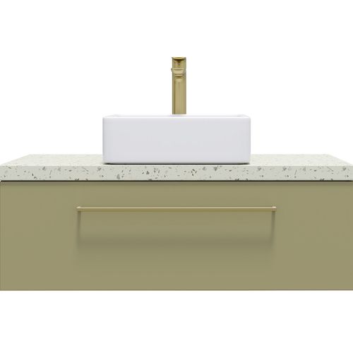 Meuble De Salle De Bain Vasque Posée 90cm 1 Tiroir Vert - Glasgow