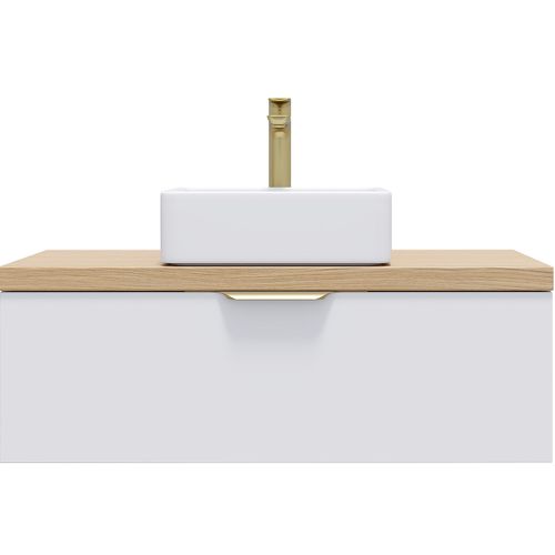 Meuble De Salle De Bain Vasque Posée 90cm 1 Tiroir Blanc - Venice