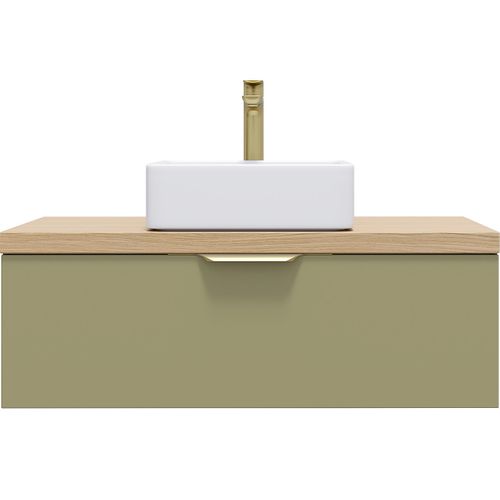 Meuble De Salle De Bain Vasque Posée 90cm 1 Tiroir Vert - Venice