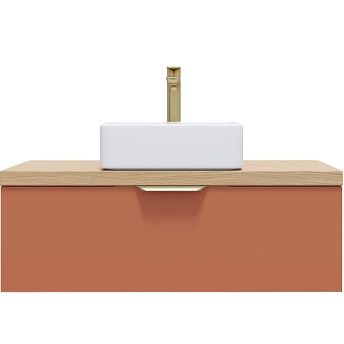 Meuble De Salle De Bain Vasque Posée 90cm 1 Tiroir Terracotta - Venice