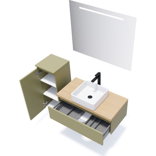 Meuble De Salle De Bain Vasque Posée 90cm 1 Tiroir Vert - Hudson