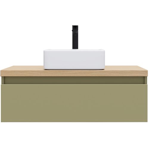 Meuble De Salle De Bain Vasque Posée 90cm 1 Tiroir Vert - Hudson