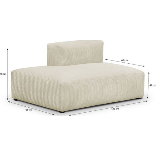 Module D'angle Ouvert à Gauche 2 Places En Velours Côtelé Beige - Modulo