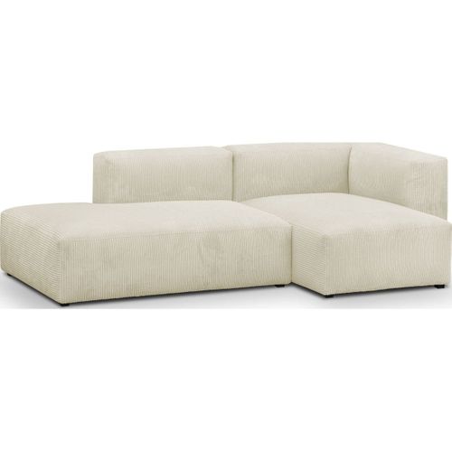 Canapé D'angle à Droite Avec Méridienne 3/4 Places En Velours Côtelé Beige - Modulo